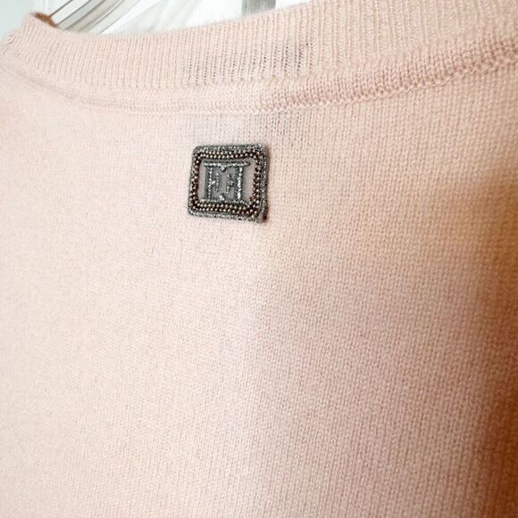 Escada Cashmere Wool Sleeveless Sweater Top Neutral Light Pink Women’s Size XL - Picture 7 of 8